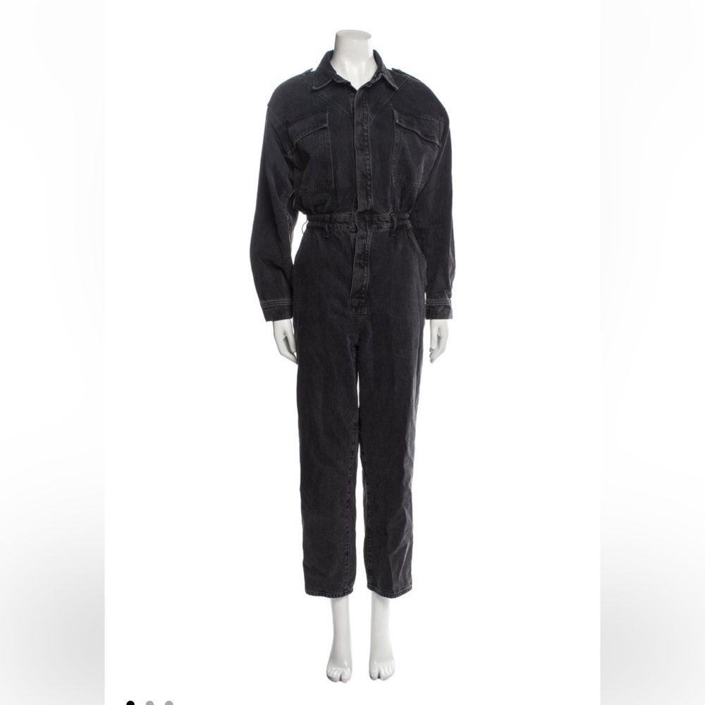 Agolde Black Jumpsuit with Textured Material and Relaxed Fit